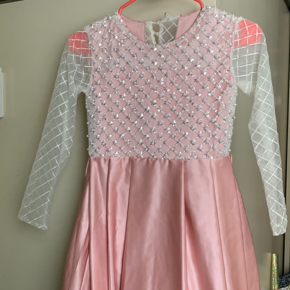 A pink long dress for little girls